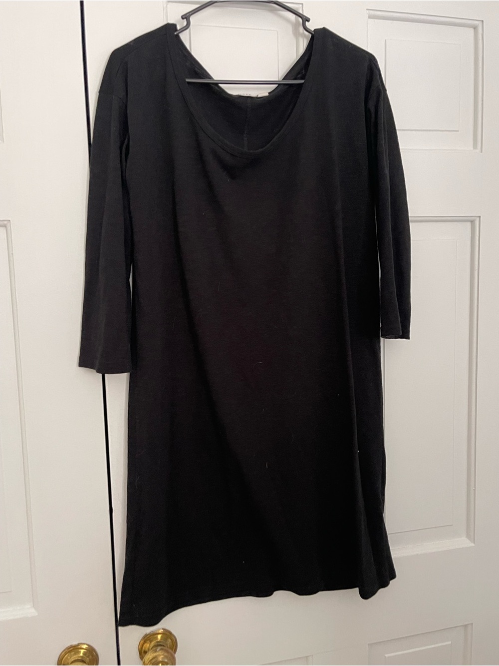 GAP Black Long Sleeve Scoop Neck Midi Dress